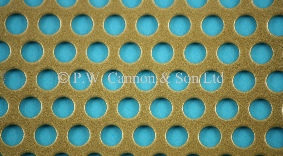 Antique Gold 6.35mm Round Hole Powder Coated Metal Sheet Grilles for use in Radiator Covers, Cabinets and as Screening Panels